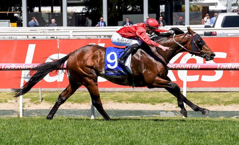 Iconoclasm wins the Listed Weekend Hussler Stakes at Caulfield on Guineas Day Racing Photos